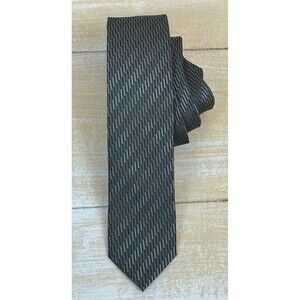 Q Brand Q Mens Tie Gray Green Black Diagonal Microfiber 2.25” x 59.5”
